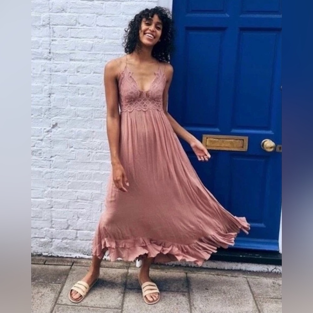 NWT Free People One Adella Maxi Slip in Rose size M